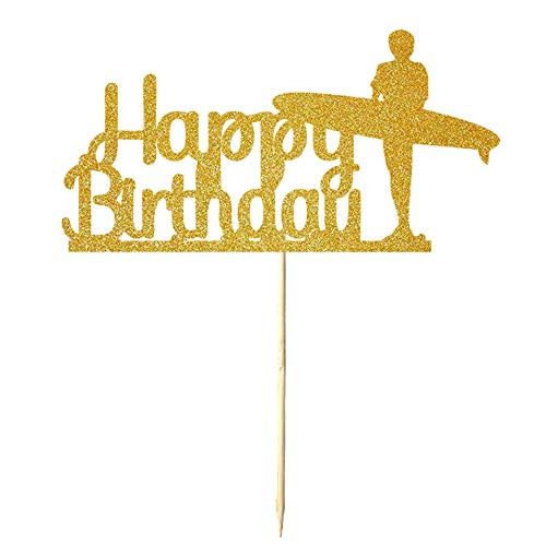 NN-BH Golden Flash Happy Birthday Cake Topper, Birthday Party Cake Decoration, Sports Theme Cake Topper (surf) NN-BH Golden Flash Happy Birthday Cake Topper, Birthday Party Cake Decoration, Sports Theme Cake Topper (surf)
