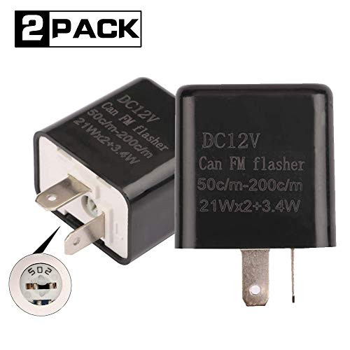 2 Pack Universal 2-Pin LED Turn Signal Flasher Relay 12V Motorcycle Electronic Flasher Relay Emergency Led Light Indicator Light Flasher Relay