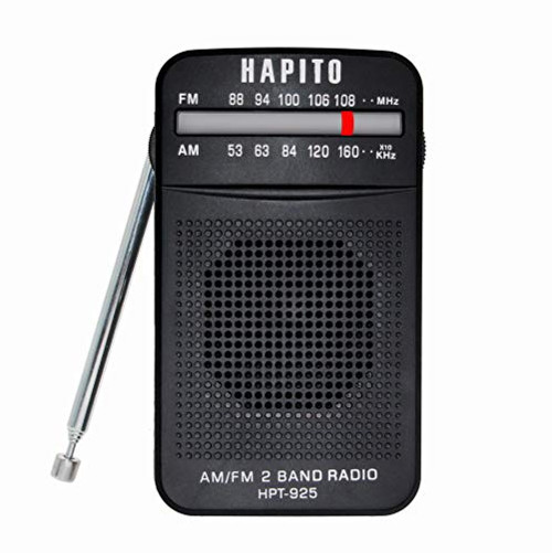 Portable Pocket Transistor Radio Battery Operated AM/FM Radio - Best Reception, Longest Lasting, Built-in Speaker and Mono Headphone Socket for Walking Hiking Camping (Black)