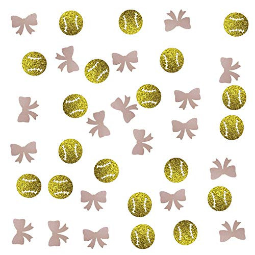 Glitter Gold Baseball and Pink Bow Paper Table Confetti for Gender Reveal Party Baby Shower Wedding Birthday Decorations
