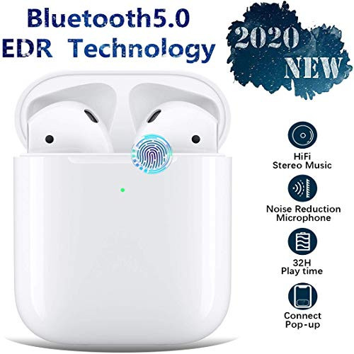 Bluetooth 5.0 Headset Earbuds Headphones Built-in Microphone and Charging Box, 3D high-Definition Stereo Noise Reduction, Suitable for Airpods Android/iPhone/Samsung