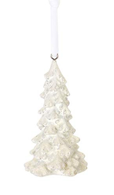 Melrose International Tree Glitter White 4 inch Resin Stone Christmas Hanging Figurine Ornament Melrose International Tree Glitter White 4 inch Resin Stone Christmas Hanging Figurine Ornament