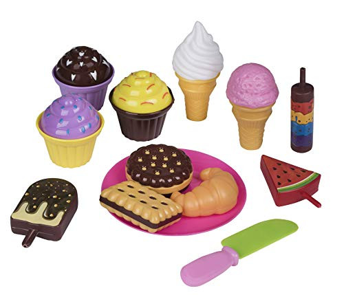 Playkidz Pretend Pastry Food, Pretend Play Set Toy Food, Educational Fun Little Pastries for Childrens Play Kitchen, Assortment of Fake Cookies, Cupcakes, Ice Cream etc.