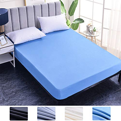 SETWIER Bed Cover Fitted Twin Size Mattress Protector Noiseless & Durable Microfiber Bedding Fitted Sheet 39"x75" with Deep Pocket, Twin Size, Blue SETWIER Bed Cover Fitted Twin Size Mattress Protector Noiseless & Durable Microfiber Bedding Fitted Sheet 39"x75" with Deep Pocket, Twin Size, Blue