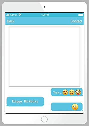 Mobile Phone Shape Happy Birthday Party Photo Booth Selfie Picture Frame (Blue)