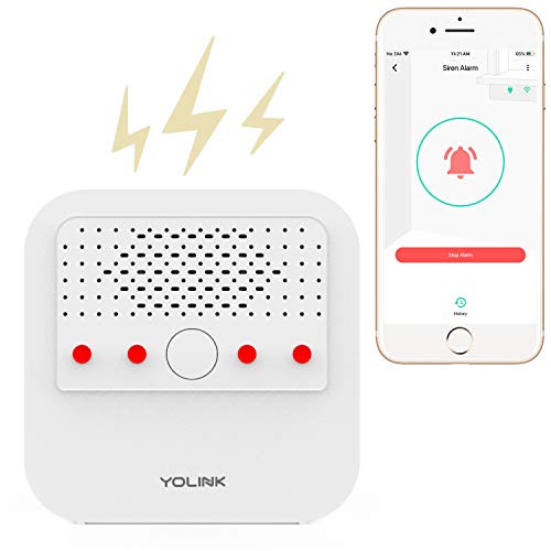 Siren Alarm, YoLink 1/4 Mile World's Longest Range Smart Siren Alarm Work with Alexa Google Assistant IFTTT, Smartphone Remote Control Smart Home Security System, YoLink Hub Required