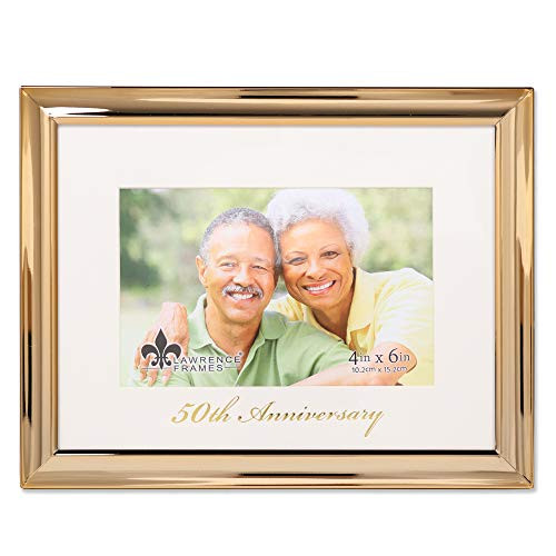 Lawrence Frames 4x6 Gold Metal Frame-50th Anniversary Picture Frame, 4x6