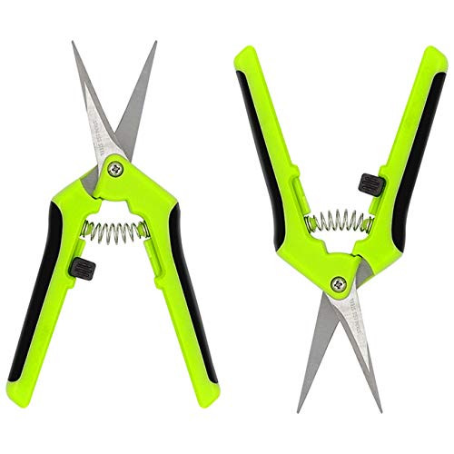 HyFo Green 2 Pack Pruning Shear Garden Hand Prunner Gardening Tools Set with Straight Stainless Steel Flower Leaf Trimmer, Hand Pruner, Garden Shears,Clippers for The Garden