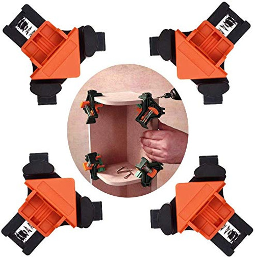 90 Degree Corner Clamp, Activists 4PCS Adjustable Single Handle Spring Loaded Right Angle Clamp Multifunction Woodworking Clip Clamp Tool