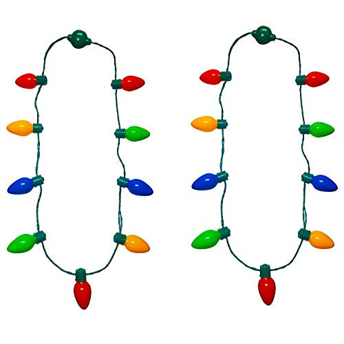 Christmas Party Supplies - LED Light Up Christmas Bulb Necklace Party Favors Ugly Xmas Party,2 Pack