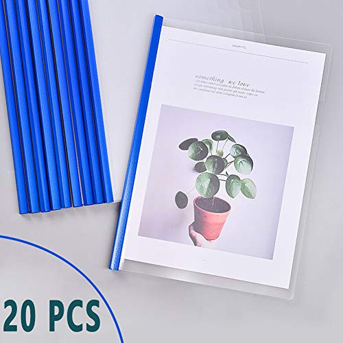 ZLYY 20 Pieces Transparent File Folder Sliding Bar Report Covers, Transparent Resume Presentation Folders Organizer Binder for A4 Size Paper (Blue)