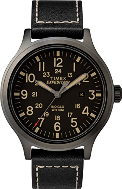 Timex Men's TW4B11400 Expedition Scout 43mm Black Leather Strap Watch Timex Men's TW4B11400 Expedition Scout 43mm Black Leather Strap Watch