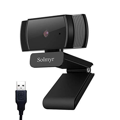 1080P Webcam with Microphone, Solmyr Streaming Computer Web Camera HD USB Web Cam for Video Calling Conferencing and Recording, Desktop Computer PC Laptop Skype YouTube, 360 Degree Rotatable