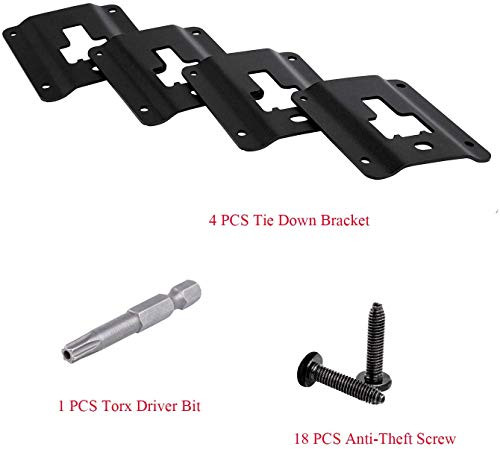 Box Link Tie Down Brackets Replacement for 2015-2018 F150 F250 F350, Replacement of FL3Z-9928408-AB Bed Load Hook Reinforcement Panel, Standard Bed Interface Plate Set 4 with 16 Anti-Theft Screws