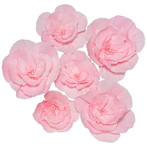 INNOBOUTIQUE Paper Flowers Decorations for Wall (Pink) - Flower Wall Decor for Wedding Backdrop Baby Shower Bridal Shower Party Nursery Centerpiece Handmade Wall Flowers Decorations (6Pcs)