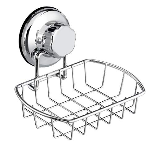 MONOKIT Suction Soap Dish for Shower, Powerful Vacuum Suction Cup Soap Dishes Sponge Holder for Bathroom Kitchen Sink Wall Mounted Stainless Steel- No Drilling MONOKIT Suction Soap Dish for Shower, Powerful Vacuum Suction Cup Soap Dishes Sponge Holder for Bathroom Kitchen Sink Wall Mounted Stainless Steel- No Drilling