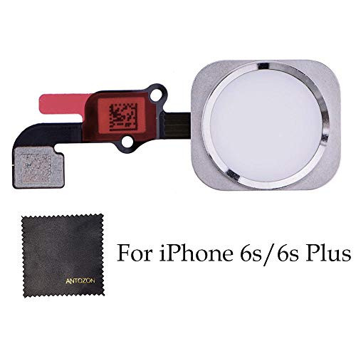 ANTOZON Replacement Home Button Key Flex Cable Assembly with Rubber Ring Compatible for iPhone 6s and 6s Plus (Silver)