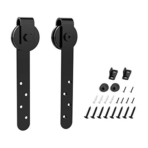 HomLux Cabinet Door Mini Barn Door Hardware Hangers 2pcs for Cabinet Doors - Smoothly and Quietly - Simple and Easy to Install J Shape Hangers
