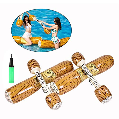 Inflatable Floating Row Toys, Swimming Pool Water Sports Toys Games, Ride on Inflatable Log Rafts to Float Pool Games for Kids, Adult, Teens, Children, Family (2 Set)