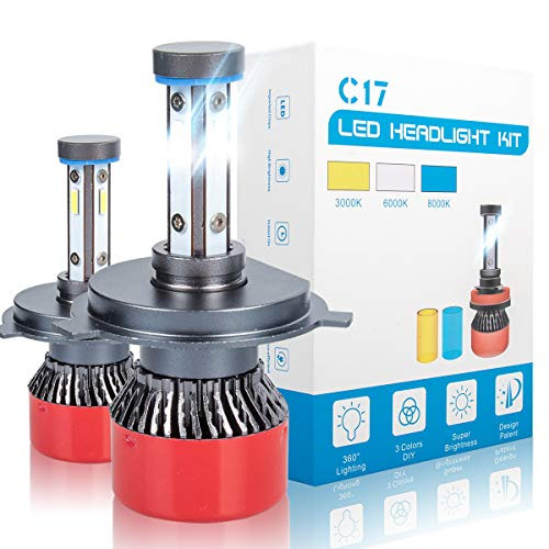 Wellwekrs H4 LED Headlight Bulbs, 6000K 60W 12000LM Super Bright Cool White and Warm light Bulb High Beam Low Beam Fog Light Conversion Kit 2pcs IP65 Waterproof