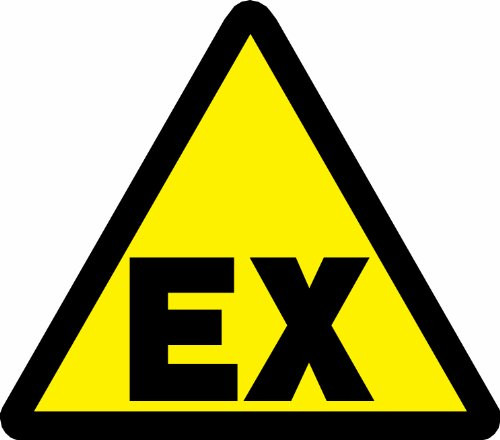 Brady 60189 Pressure Sensitive Vinyl Warning Labels , Black On Yellow, 1/2" Height x 1/2" Width, Pictogram "Explosive Atmosphere" (10 Labels per Package)