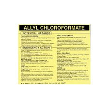 Brady 93486 Vinyl Hazardous Material Label , Black On Yellow, 3 3/4" Height x 4 1/2" Width, Legend "Allyl Chloroformate" (25 Labels per Package)
