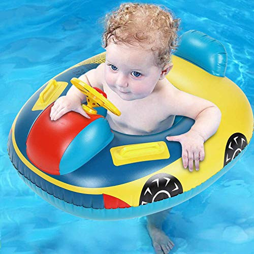 Baby Pool Float, Baby Swimming Floats with Safety Seat Ring Inflatable Kids' Swim Car Floaties Boat for Babies Toddlers Infant Age 6-36 Months Old, Sturdy PVC Pool Floats Summer Water Toy Fun to Swim
