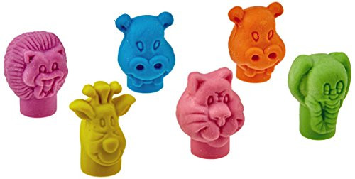 Adorox 144 Pieces Neon Safari Zoo Assorted Animals School Pencil Eraser Tops (144 Pieces)