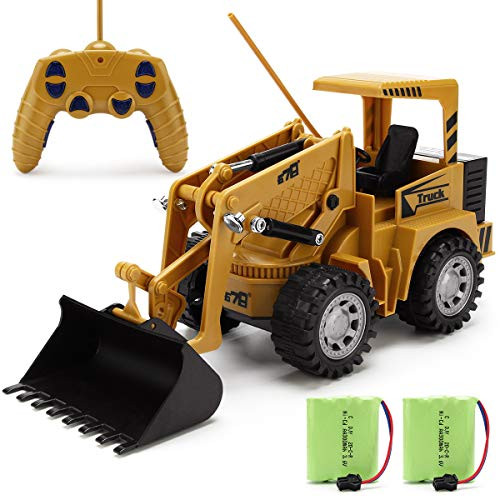 Remote Control Construction Toy - RC Bulldozer 1/24 Front Loader RC Tractor, Vehicles with 2 Rechargeable Batteries, Pretend Construction Playset, Toys for 3, 4, 5, 6 Years Old Boys Girls Kids Gift