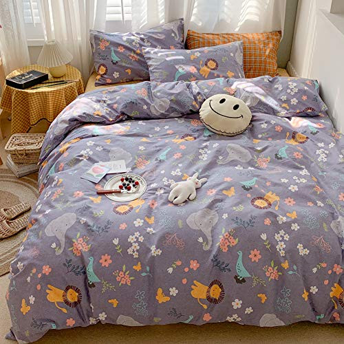 BlueBlue Animal Kids Duvet Cover Set Twin 100% Cotton Bedding for Boys Girls Teens Cartoon Cute Zoo Lion Elephant Bird Floral Branch Print 1 Purple Violet Comforter Cover Zipper Ties 2 Pillowcases BlueBlue Animal Kids Duvet Cover Set Twin 100% Cotton Bedding for Boys Girls Teens Cartoon Cute Zoo Lion Elephant Bird Floral Branch Print 1 Purple Violet Comforter Cover Zipper Ties 2 Pillowcases