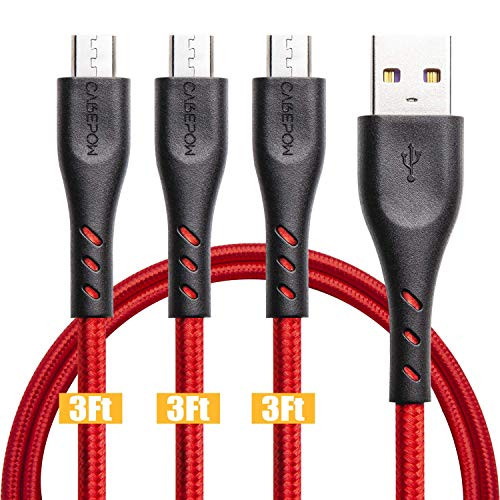 Micro USB Cable 3ft, 3 Pack Android Charger Cable Micro USB to USB 2.0 Nylon Braided Fast Sync & Charging Cord for Samsung Galaxy S7 Edge/S7/S6 Edge/S6, Note 5/4/2, HTC, LG G4, BlackBerry, Sony