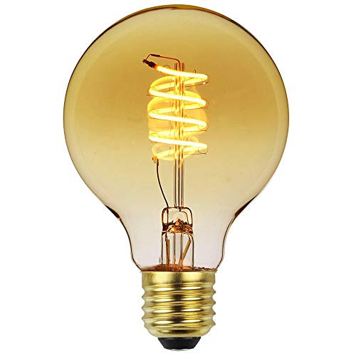 TangTown 1-Pack Led Dimmable Edison Bulbs 40W Equivalent E27 Base Amber Warm 2000K Antique Vintage Style Filament Light Bulbs