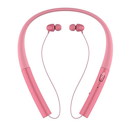 Bluetooth Headphones, ThreeMay Wireless Neckband Headset with Retractable Earbuds Sports Sweatproof Noise Cancelling Stereo Earphones with Mic-Pink Bluetooth Headphones, ThreeMay Wireless Neckband Headset with Retractable Earbuds Sports Sweatproof Noise Cancelling Stereo Earphones with Mic-Pink