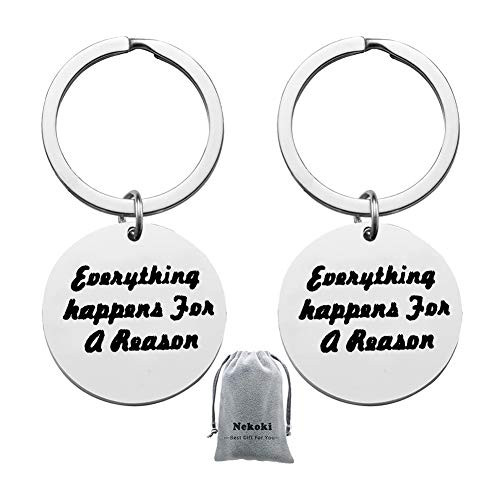 2Pcs Inspirational Keychain Everything Happens for A Reason Keychain Encouragement Get Well Gifts for Best Friend Wife Girlfriend Husband Kids,Job Loss New Adventure