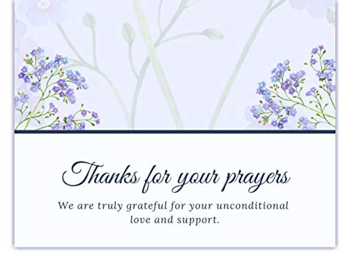 20 Celebration of life Floral Flower Funeral thank you cards with envelopes acknowledgment memorial Sympathy Thank you notes purple