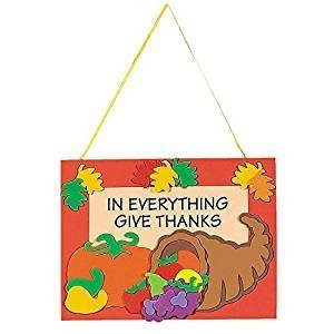 Mixed 12 Thanksgiving in Everything Give Thanks Door Hanger Craft Kits ~ Holiday Activity ~ Classroom ~ Party Favor