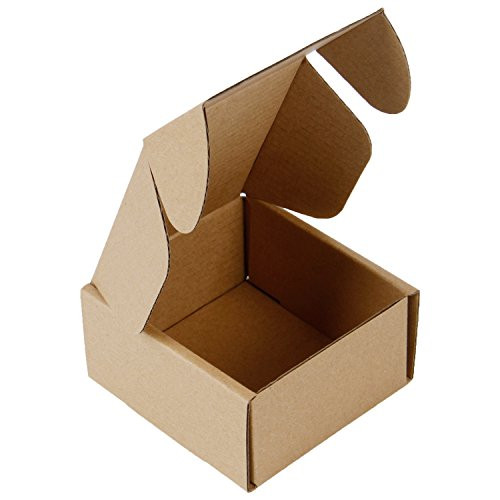 RUSPEPA Recyclable Corrugated Box Mailers - Cardboard Box Perfect for Shipping Small - 4" x 4" x 2" - 50 Pack - Kraft