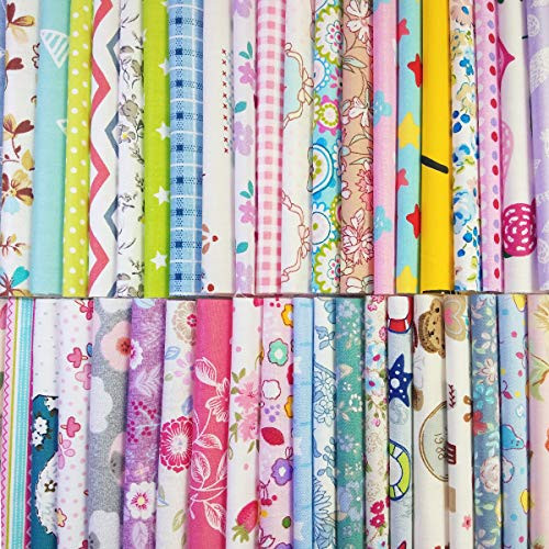 50 Pcs Fabric Squares Sheets Cotton Patchwork Craft Cotton Quilting Fabric Bundles DIY Patchwork Crafts with Different Patterns for Crafts and DIY Sewing (30x30cm)