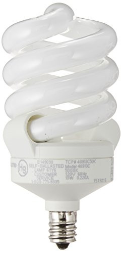 TCP CFL Spring Lamp, 60W Equivalent, Daylight (5000K), Candelabra Base Spiral Light Bulb