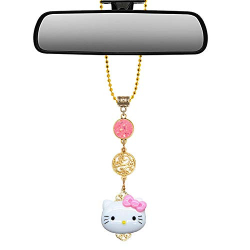 Mossy Cabin Handmade Hello Kitty Bling (Hello Kitty) (Hello Kitty and Flower Gold Car Charm)