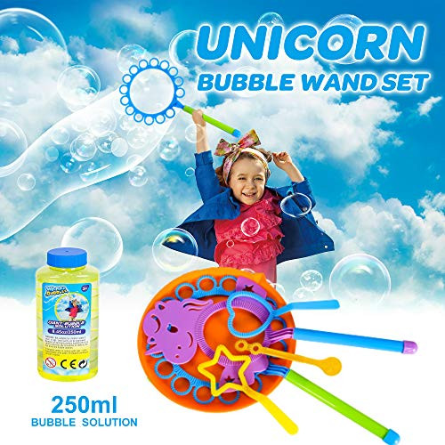 Touch Of Wonder Bubble Wands for Kids Large - Jumbo Size Bubble Solution. Big Bubble Wand Set. Large Unicorn Bubble Wand. Bubbles for Toddlers.