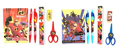 12 Stationery Set Disney Pixar Nickelodeon Children Birthday School Party Favors Bag Filler (Incredibles 2)