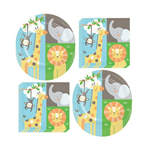 Safari Baby Shower Decorations - Jungle Animal Paper Dessert Plates and Beverage Napkins (Serves 16) Safari Baby Shower Decorations - Jungle Animal Paper Dessert Plates and Beverage Napkins (Serves 16)