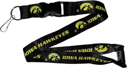 NCAA Iowa Hawkeyes Team Color Lanyard, 22-inches, Black NCAA Iowa Hawkeyes Team Color Lanyard, 22-inches, Black