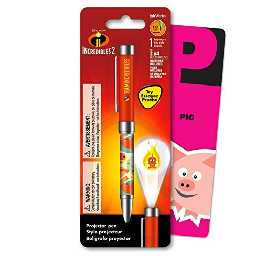 Disney The Incredibles Ballpoint Click Projector Pen Bundle Includes 1 Incredibles 2 Projector Pen with Fun Separately Licensed GWW Bookmark