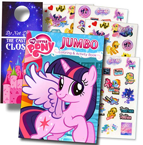My Little Pony Rarity Coloring Book and Stickers Super Set Bundle Coloring Book Stickers & 2-Sided Specialty Door Hanger