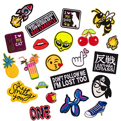 U-Sky 22pcs Assorted Iron on Patches for Boy Clothing Sew on Appliques for Vest Backpacks Jeans Jackets Caps Hats (Design#7)