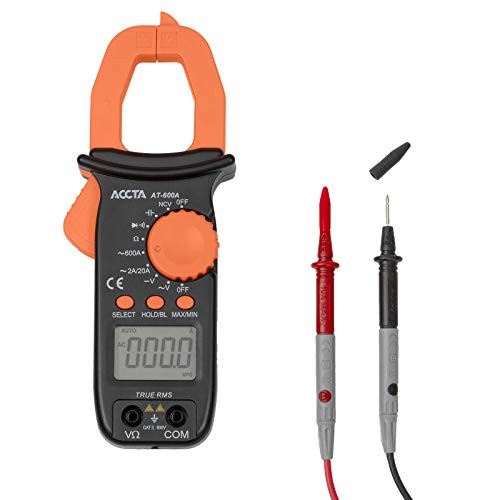Accta AT-600A Digital Clamp Meter True RMS Voltage Current Resistance Capacitance Diode Continuity