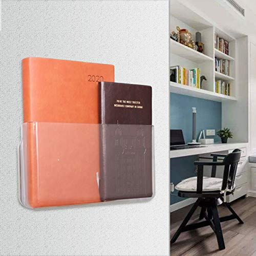 3 PCS Wall Mount File Holder Hanging Wall File Organizer Plastic Single Pockets Clear Wall File Holder for Office, Bedroom, Bathroom - 8.6x4.7x1.7"