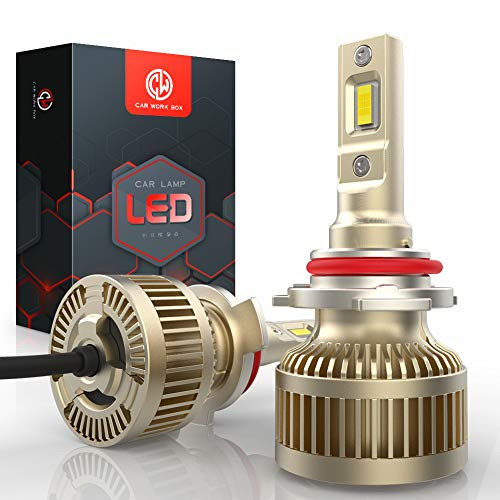 Car Work Box Fanless 9012 LED Headlight Bulb, 10000LM 60W 6500K Extremely Bright HIR2 CSP Chips Conversion Kit Adjustable Beam Car Work Box Fanless 9012 LED Headlight Bulb, 10000LM 60W 6500K Extremely Bright HIR2 CSP Chips Conversion Kit Adjustable Beam